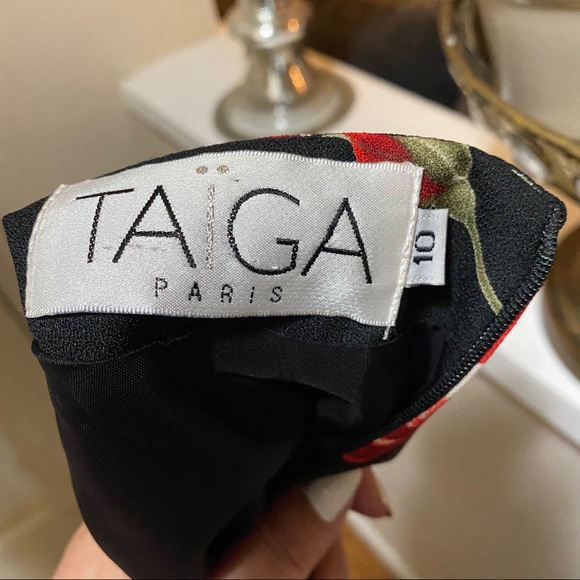 Taiga Paris Black Floral Print Vintage SheathDress - Picture 16 of 16